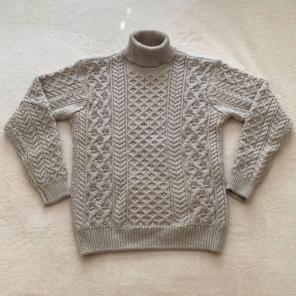 Authentic Irish Wool Aran Turtleneck Sweater